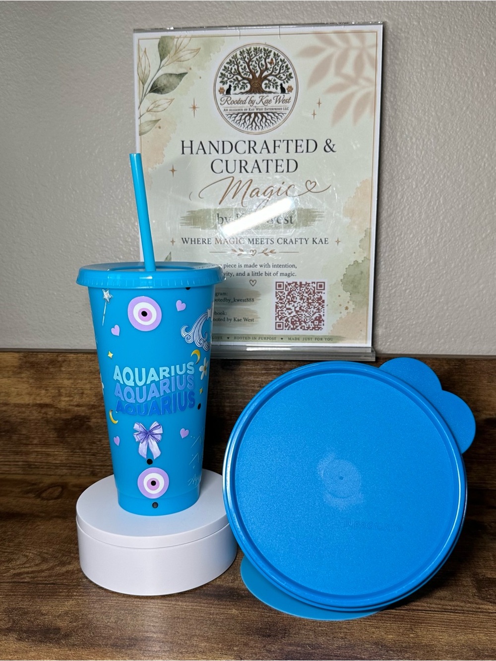 Aquarius 24oz Cold Cup & Authentic Blue Tupperware Bowl Gift Set